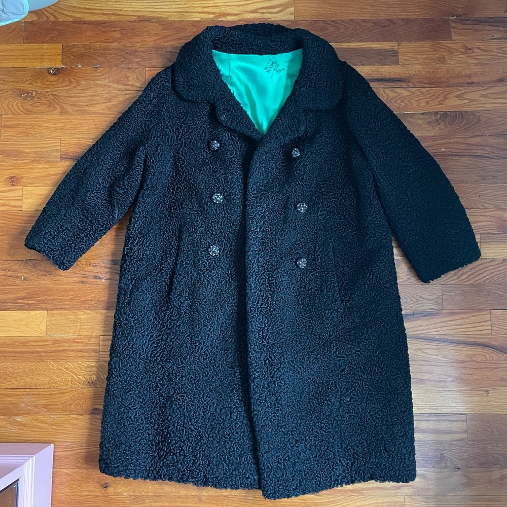 Vintage heavy winter dress coat black